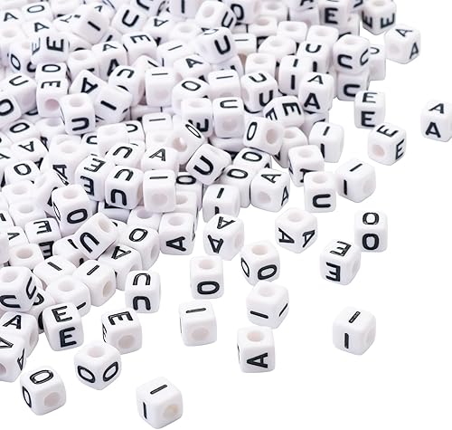 Vista 66 de FASHEWELRY 300 cuentas de letras acrílicas blancas de 0.236 x 0.236 pulgadas (0.236 x 0.236 in), cuentas del alfabeto para hacer pulseras