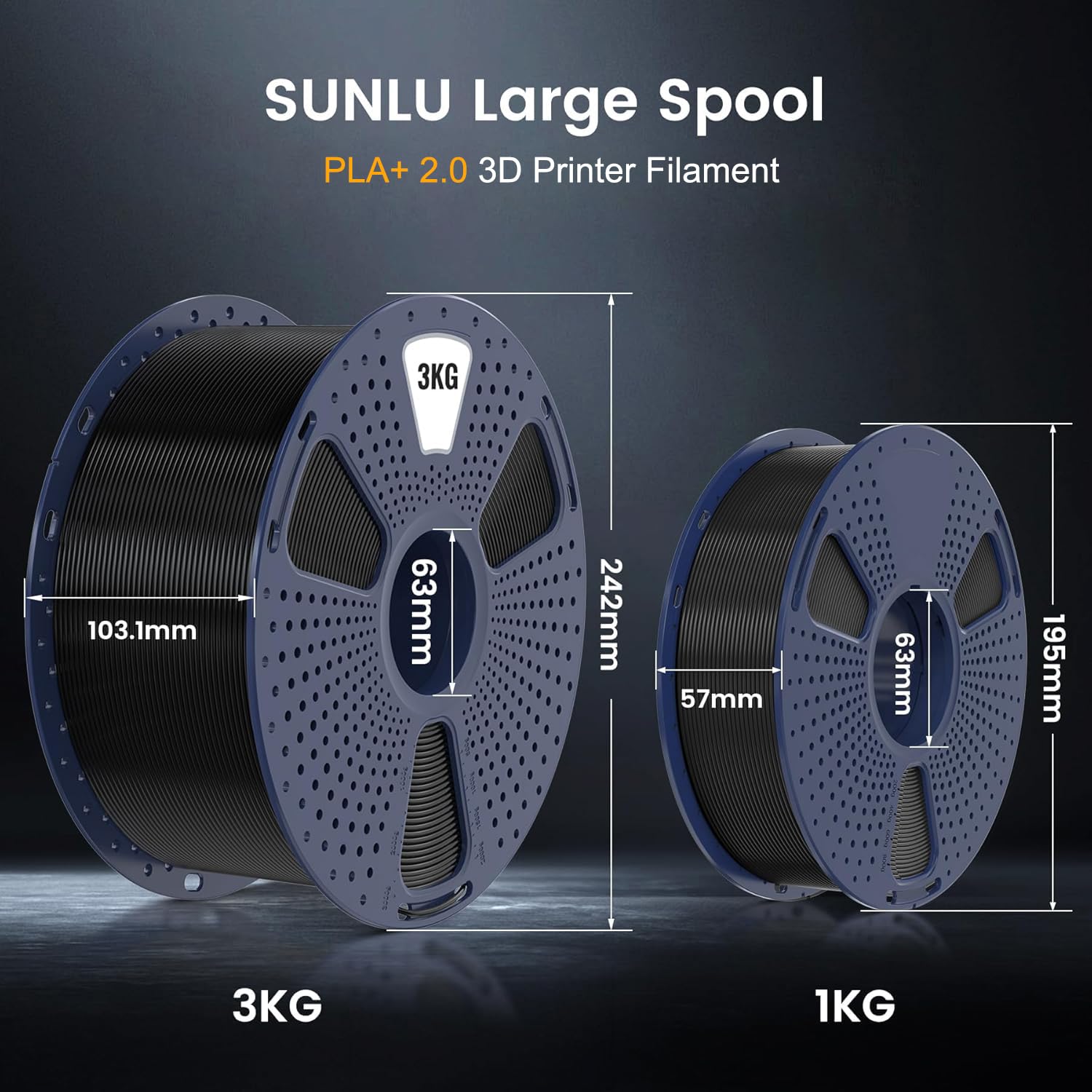 SUNLU Rapid PLA Plus 2.0 Filamento 1.75mm 3KG, Filament PLA+ Mejorado para Impresion Rapida 50-600mm/s, Bobina Grande para Impresiones Largas, Precisión Dimensional ±0.02mm, Bobina de 3kg Blanco