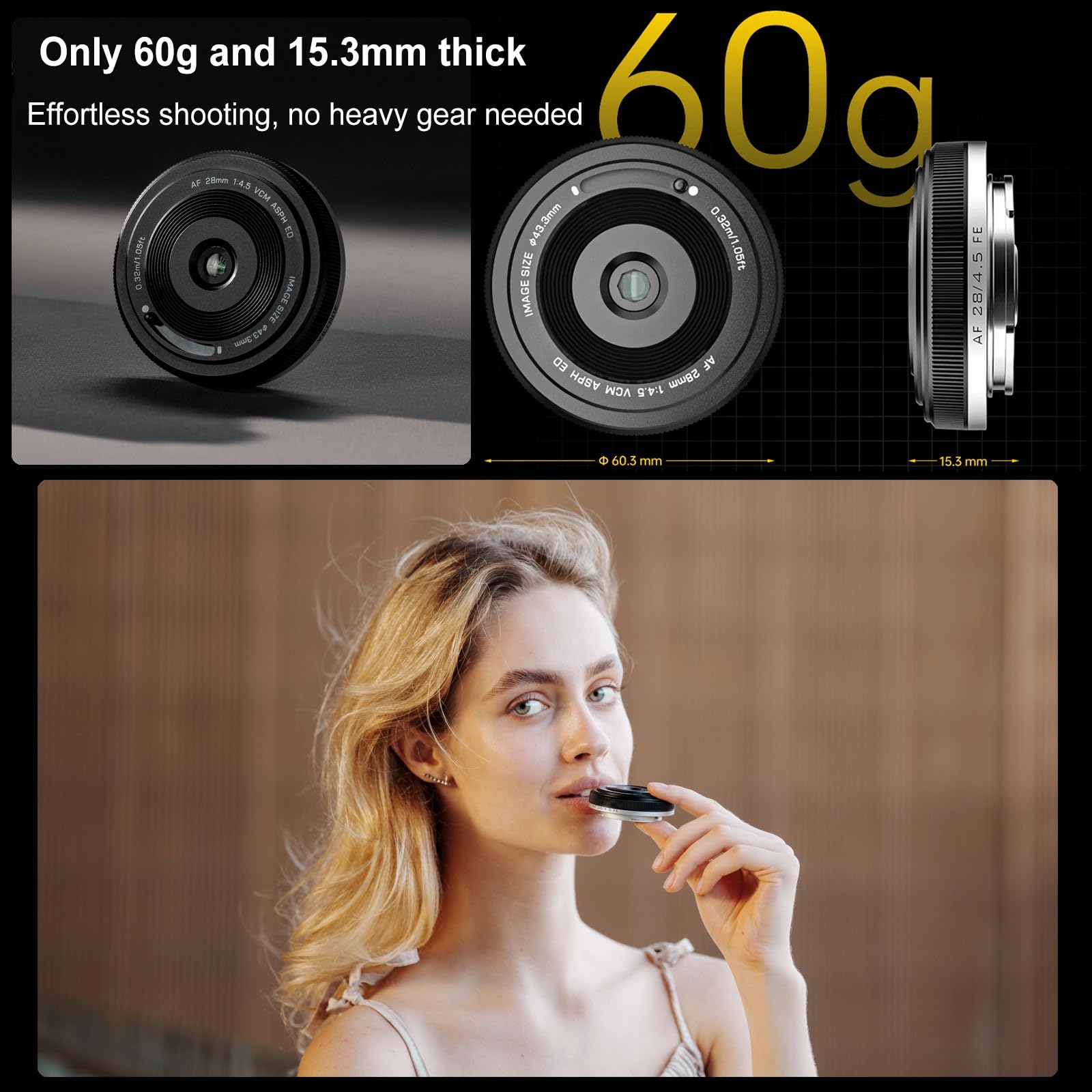 VILTROX 28mm F4.5 FE, 28mm f/4.5 Pancake Full Frame para Sony E