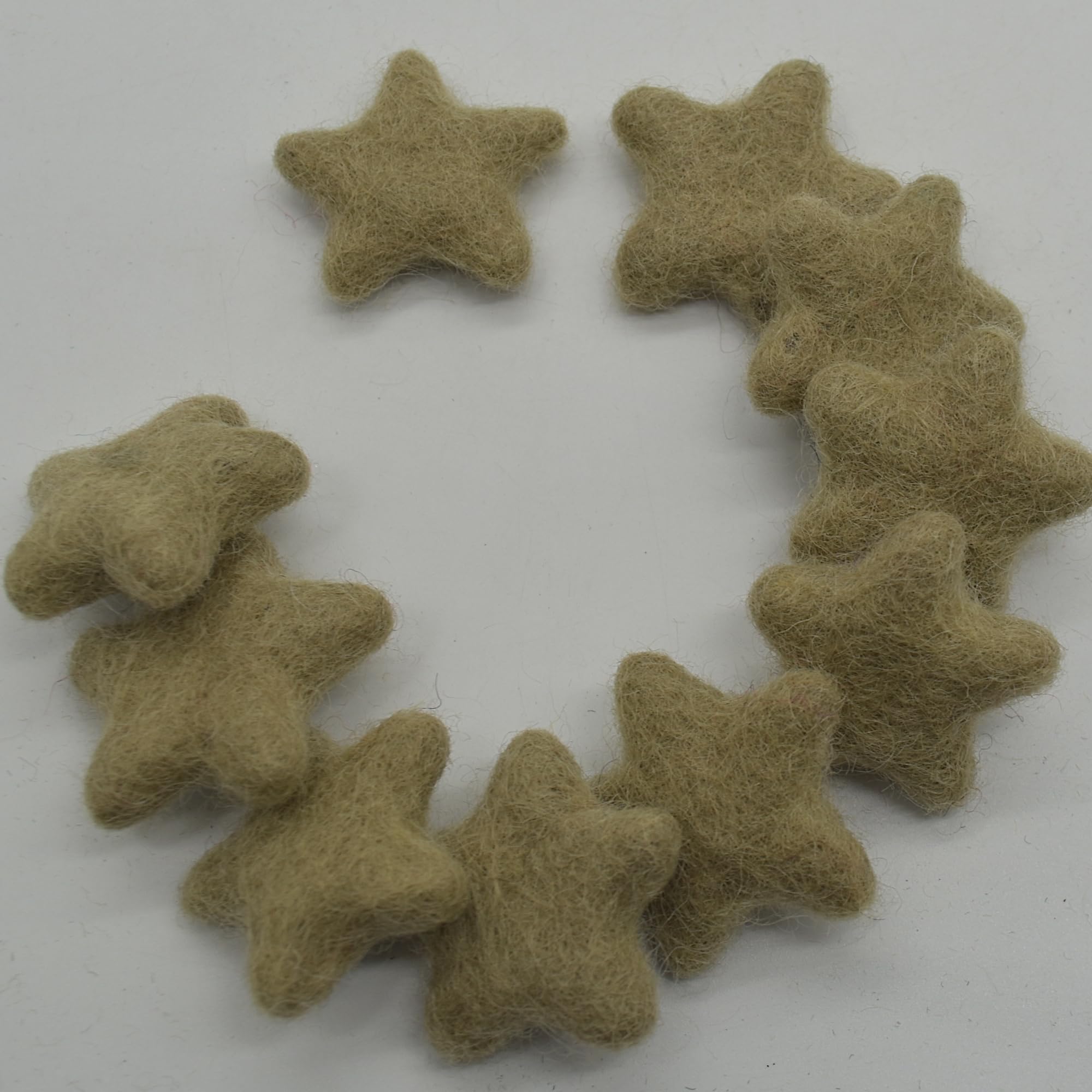100% Wool Felt Stars - 3cm - 10 Felt Stars - Light Olive Grey โ image 1