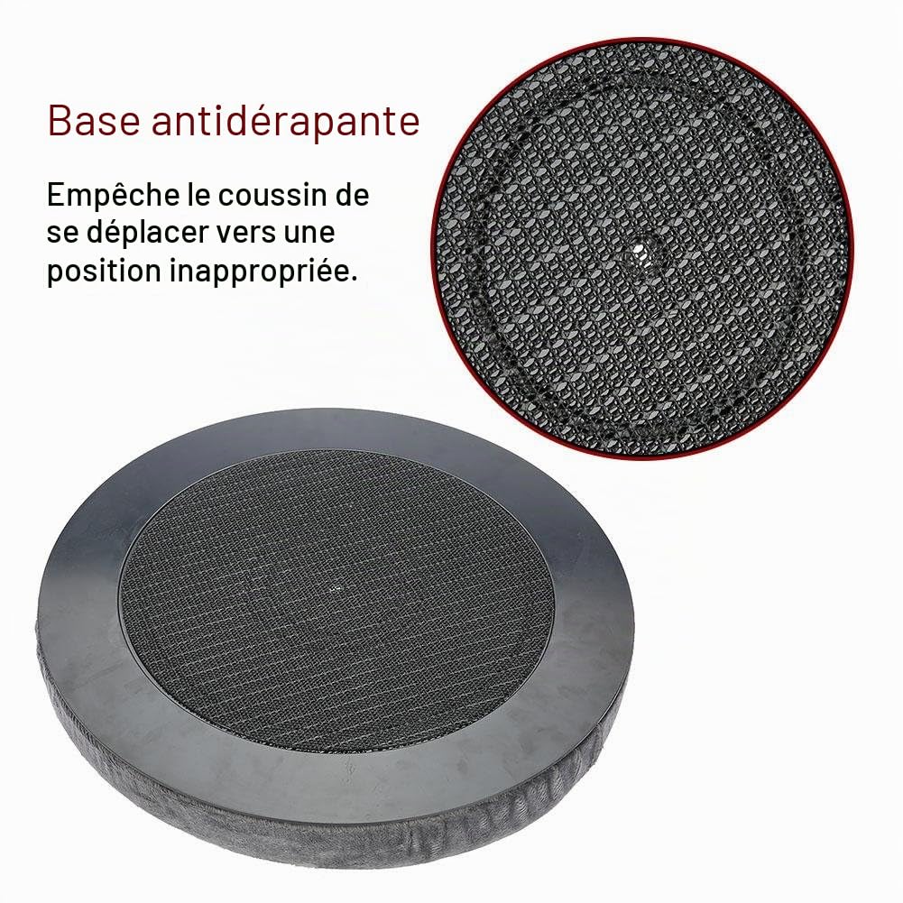 Coussin de Chaise Bureau Rotatif 360° Confort Antidérapant Usage Domestique Voiture Ergonomique Mousse Mémoire pour Siège de Bureau et Véhicule