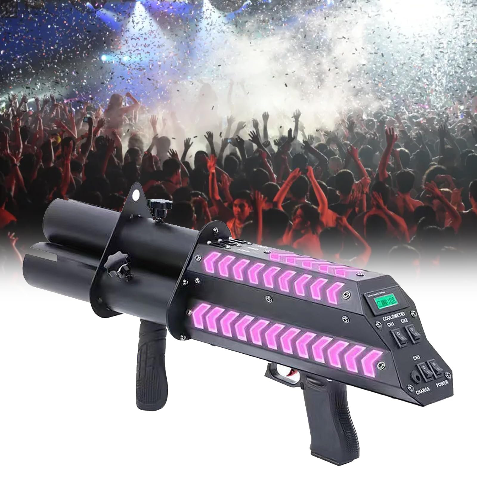 Máquina de confeti eléctrica LED lanzador de 8-10 metros para bodas