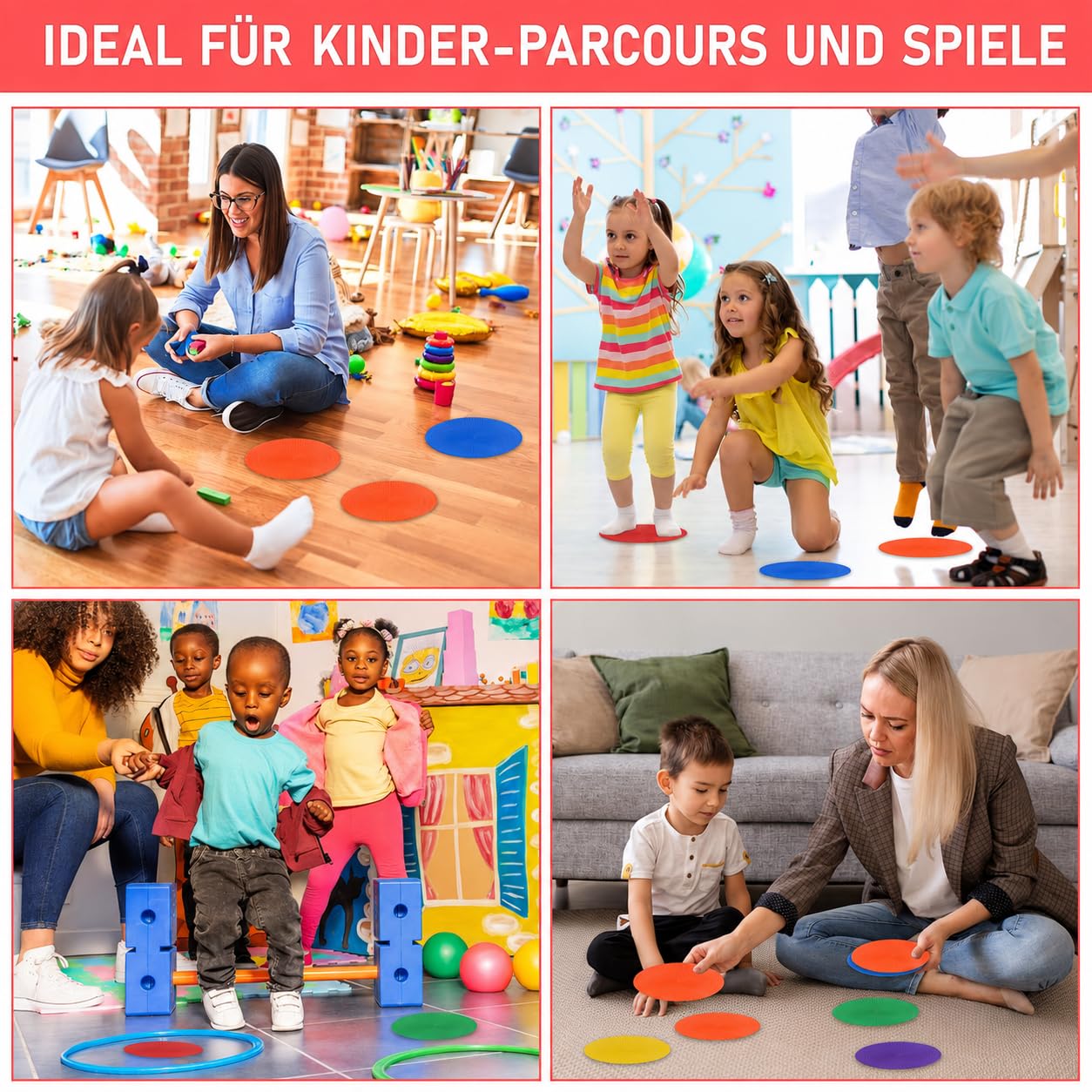 60 Stück Markierungsscheiben 15 cm, rutschfeste Bodenmarker in 6 Farben