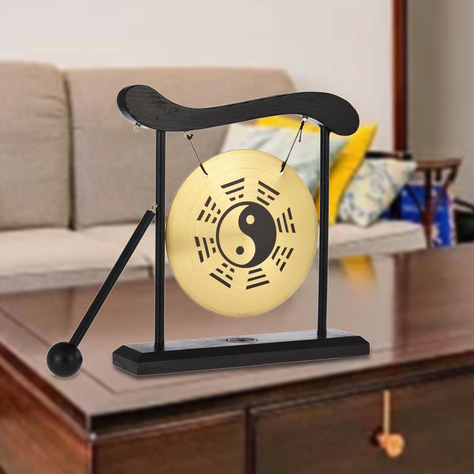 Mini Desktop Gong – strumenti giapponesi Gong Percussion – Campana per meditazione Feng Shui – Yin Yang decorazione per la casa e l'ufficio
