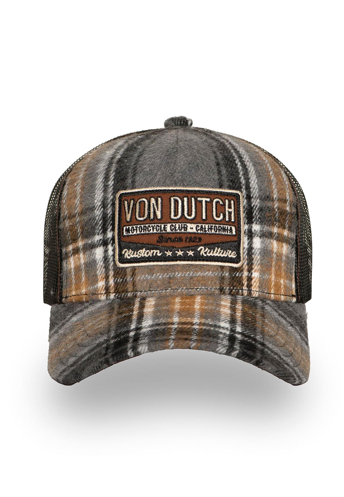 Von Dutch Car TU Dorosły Kraciasta Flanelowa Czapka Baseballowa z Siatką