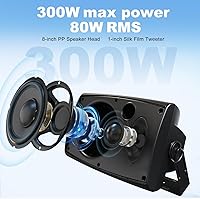 Vista 2 de Herdio Altavoces Bluetooth para exteriores de 8 pulgadas y 600 W, impermeables, con cable con graves potentes, soporte de pared TWS, sistema
