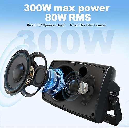 Miniatura 2 de Herdio Altavoces Bluetooth para exteriores de 8 pulgadas y 600 W impermeables con graves potentes, soporte de pared TWS sistema de sonido fuerte