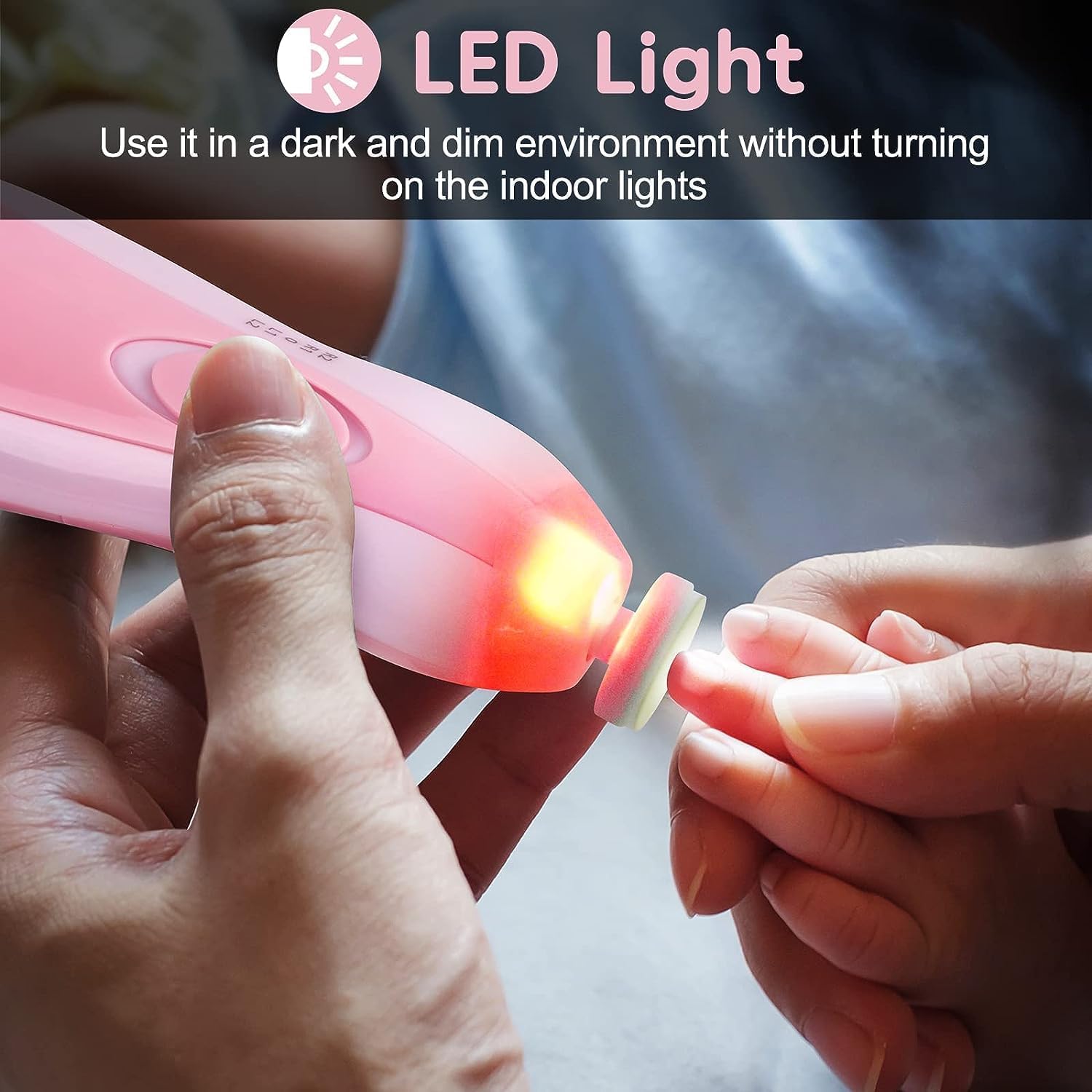 Baby Nail Trimmer New Born with Lights | Electric Baby Nail Cutter 0-6 Months with Multiple Filer Heads Adjustment | New Born Products, Pack of 1 1