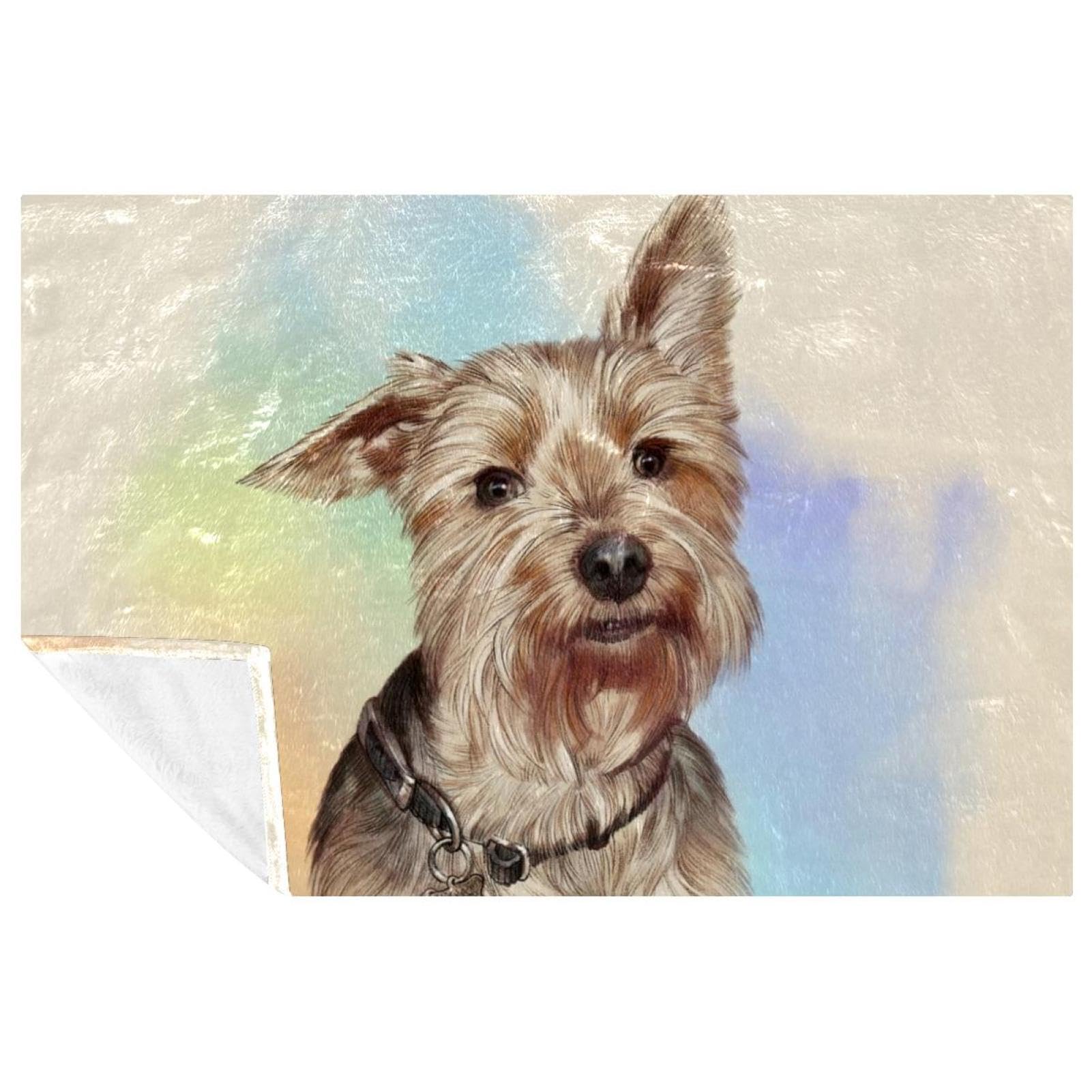 Couverture Yorkshire Terrier 150x100 cm plaid doux et chaud pour lit et canapé