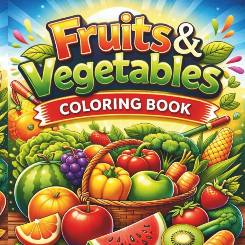 Fruits & Vegetables Coloring Book: Fun & Easy Coloring Pages for Kids Ages 3–6 | Big Simple Designs for Toddlers & Preschoolers