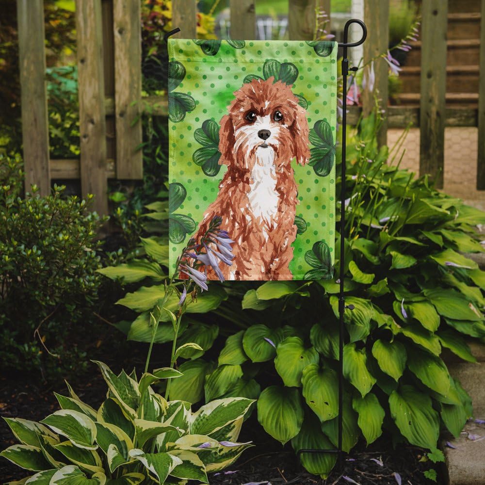 Caroline's Treasures CK1807GF Shamrocks Cavapoo Garden Flag Mailbox Flag Decorative Yard Flag Banner Outside Patio Artwork Yard Flower Beds, Garden Size, Multicolor