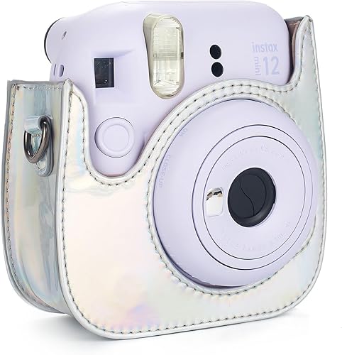 Miniatura 4 de Instant Mini 12 - Funda protectora para cámara Fujifilm Instax Mini 1211, funda de piel sintética de alta calidad para cámara con bolsillo y correa