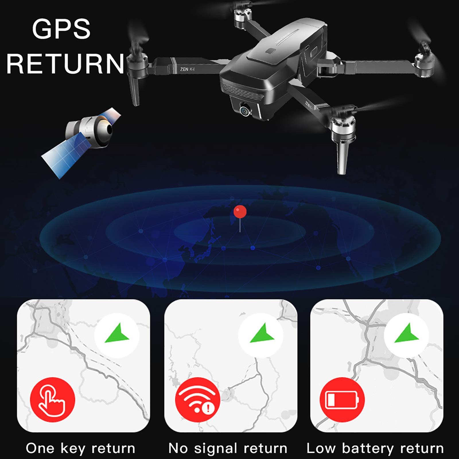 4K UHD dron GPS z silnikiem bezszczotkowym, 50 x zoom, 5 g WiFi FPV RC Quadcopter, następuje Mir, powrót do domu, piękny prezent dla dorosłych początkujących dzieci (kolor: jedna bateria)