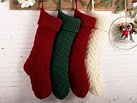 Vista 4 de Fesciory Medias de Navidad de 18 Pulgadas, Paquete de 6 Medias Grandes de Punto de Cable para Colgar en la Chimenea para Decoraciones Familiares