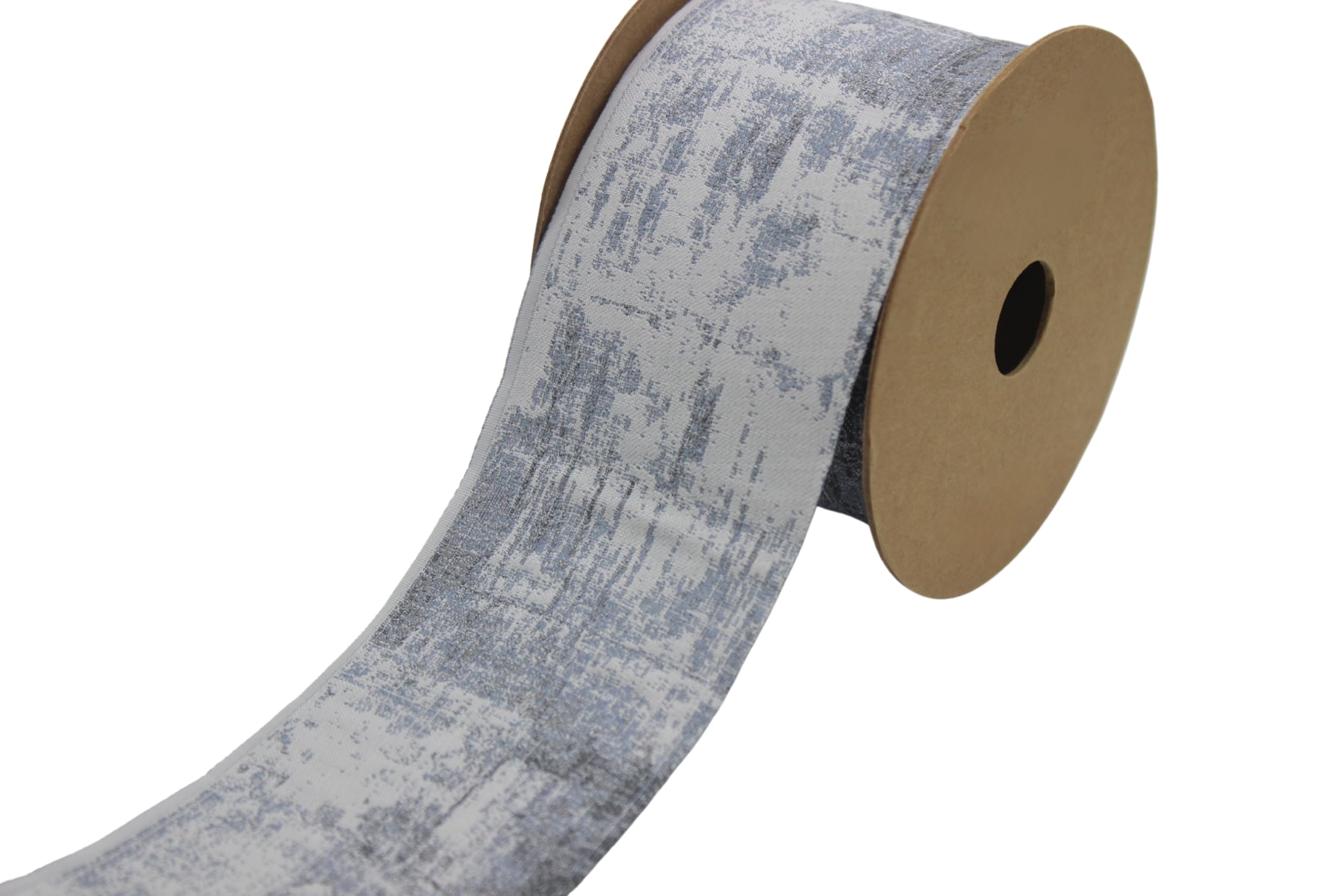 Ruban jacquard brodé mosaïque bleu gris haut de gamme pour draperies et rideaux V4 204
