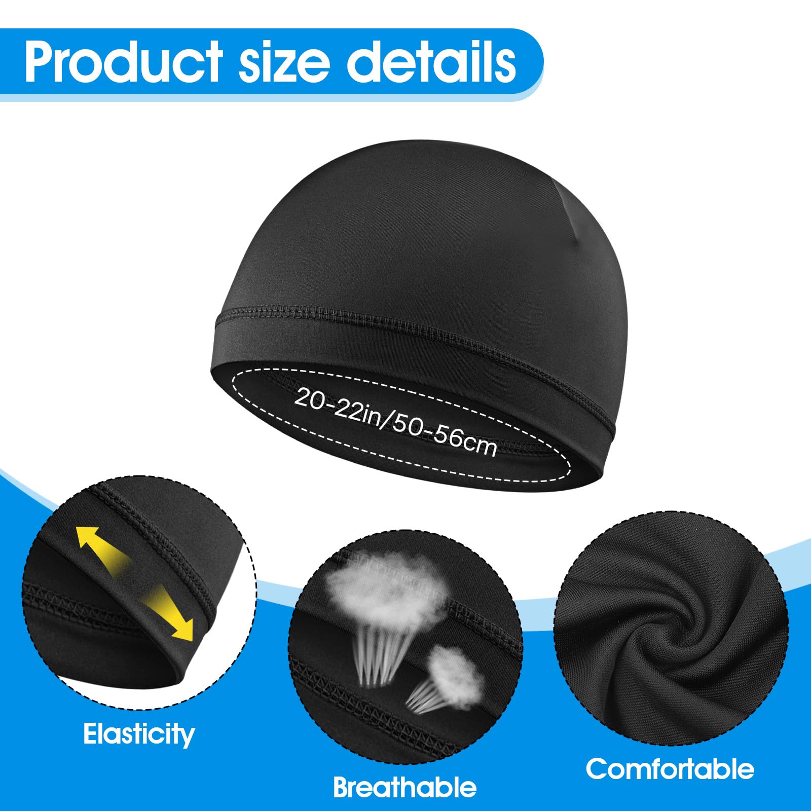 2 szt. Jedwabna czapka z falami dla mężczyzn, jedwabista elastyczna opaska, durags, unisex, dorośli, kobiety, satynowy jedwabny czepek do spania, miękki, oddychający, satynowy durag, dopasowany do
