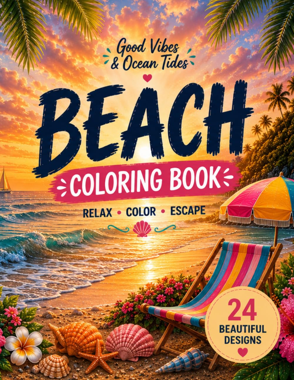 Beach Coloring Book: Good Vibes & Ocean Tides!