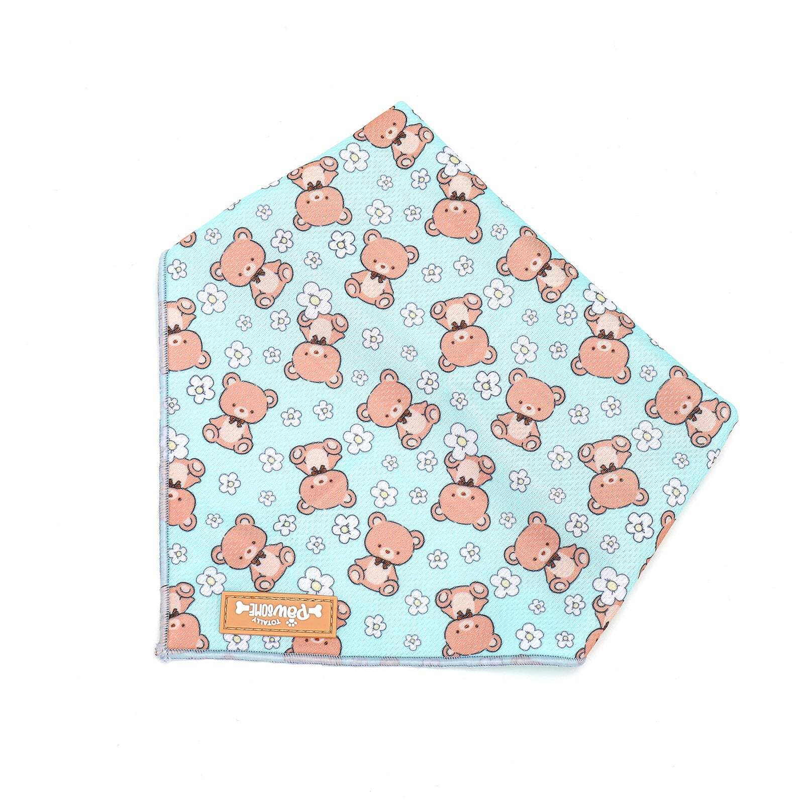 Mint Green & Teddy Bear Design Dog Bandana (Medium/Large)