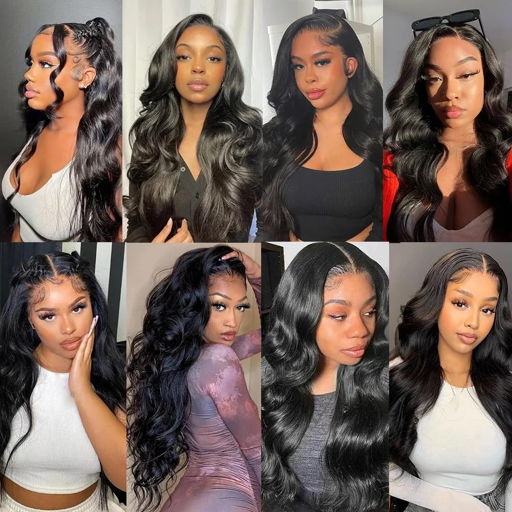 Body Wave Bundles Human Hair Extension Hair Echthaar Tressen Haare Bündel Brazilian Remy Virgin Human Hair Weave Double Weft #1B Natural Black 3 Bundles Total 300g 24 26 28 Inch