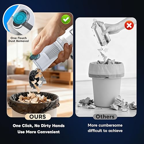 Miniatura 4 de Sycoodeal Aspiradora de automóvil, mini aspiradora portátil sin cable, 25000 PA, potente succión ciclónica fuerte, recargable por USB, aspiradora de