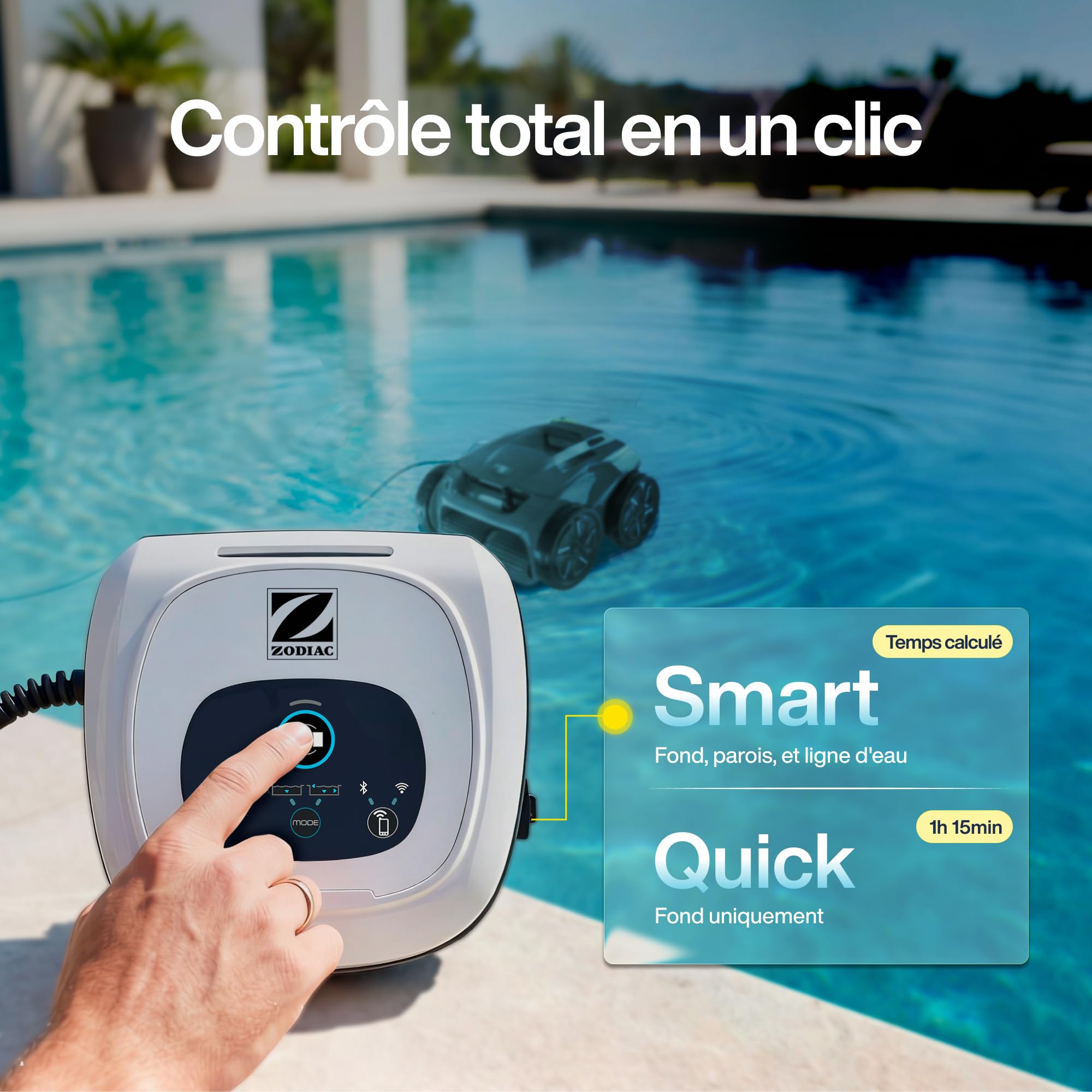 Zodiac Alpha 6600. Robot Nettoyeur de Fond avec Câble. App. Piscines jusqu'à 105m²
