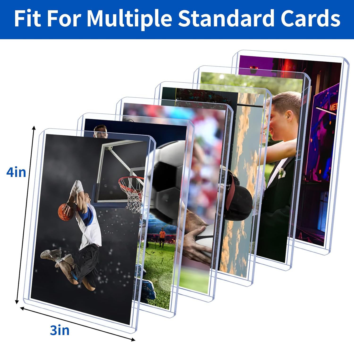 3" x 4" Card Sleeves, Top Loaders for Cards, 42 Count Baseball Card Protectors Hard Plastic, Sports Card Sleeves, Clear Card Holder for Collectible Trading Cards Sports Cards