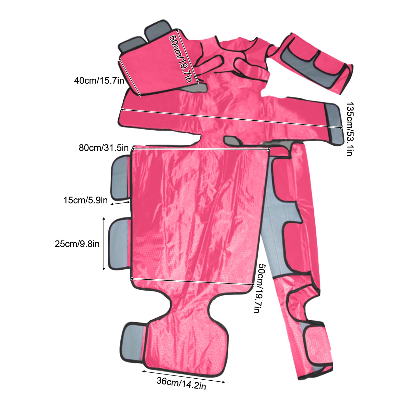 Lymphdrainage Gerät Ganzkörpermassagekostüm mit 7 Massageintensitätsstufen, Infrarotwärme und Luftdruckmassage, 35-80°C Warmhalten Rosa
