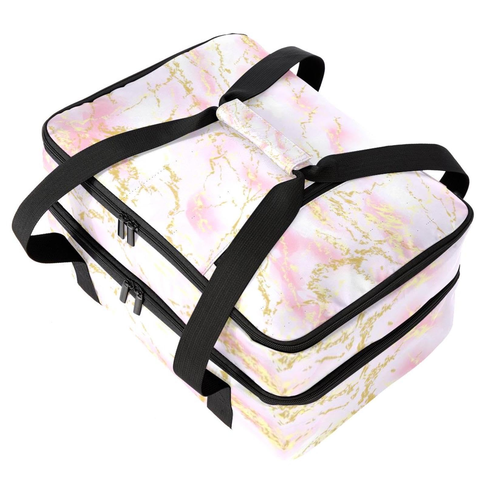 Grand sac à déjeuner isotherme pour homme et femme, double couche, étanche, étanche, réutilisable, sac fourre-tout pour le travail, l'école, le pique-nique, la plage, le camping, les voyages, marbre