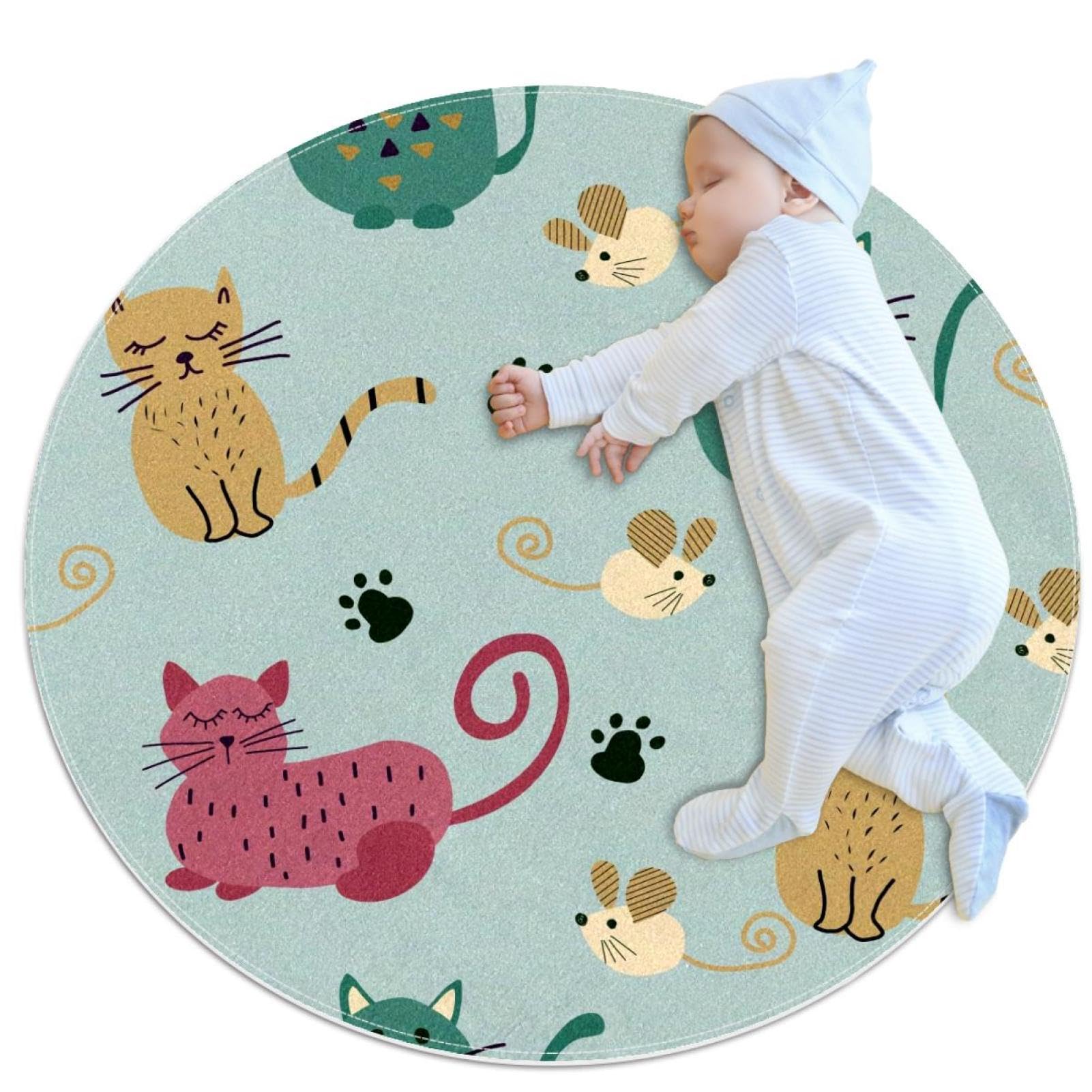 Tapis de salle de bain rond anti-glisse pour sécuriser la chambre enfant et le salon
