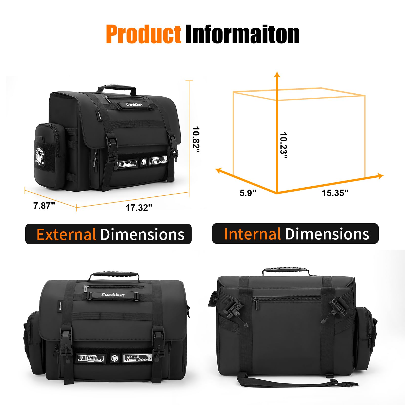Cwatcun Bolsa táctica grande para cámara, funda cruzada impermeable con soporte para trípode y bolsas
