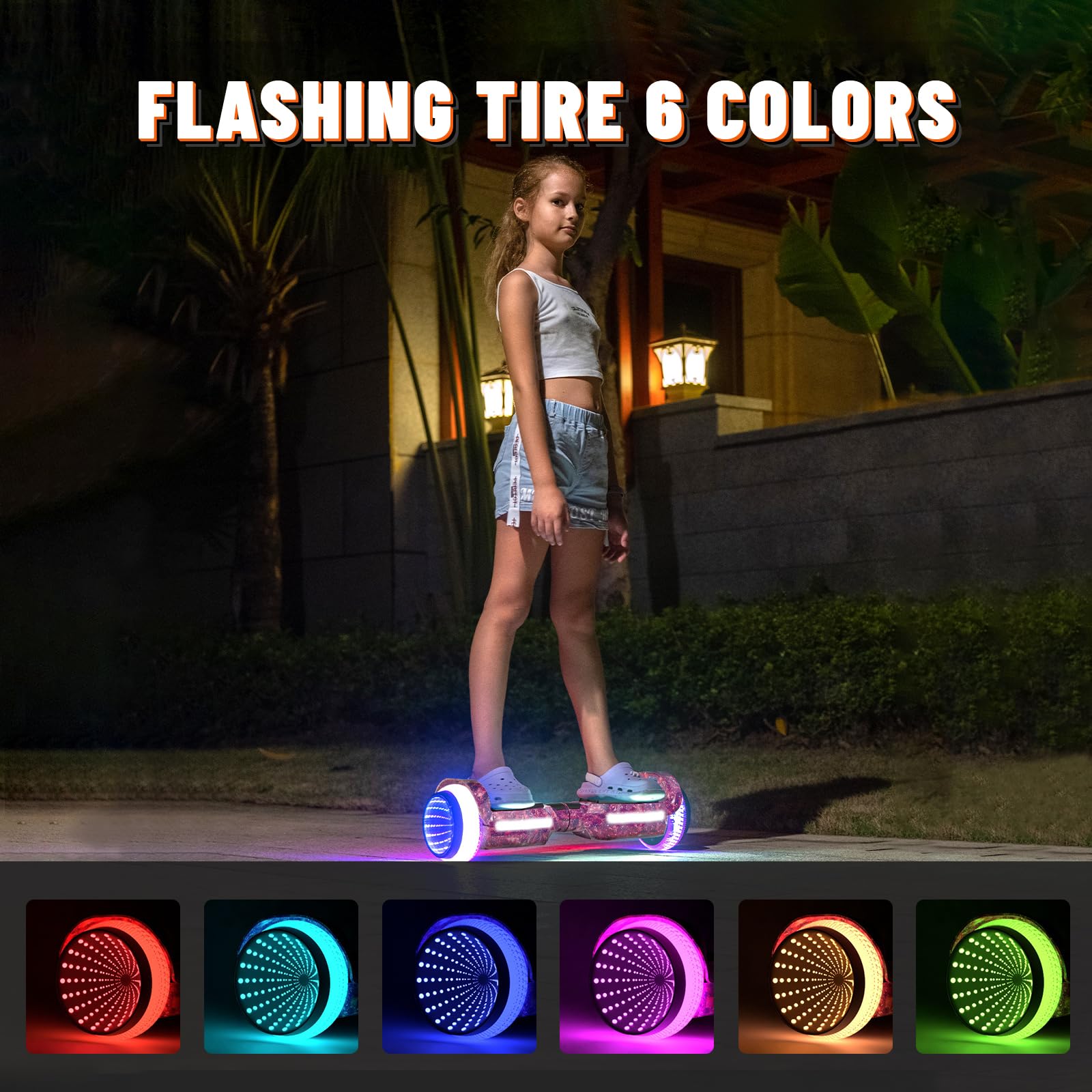 SIMATE Scooter, Colorful LED Light-Up Wheels, Bluetooth Speakers and APP, Dual 250W Motors, 8.5 mph Max Speed & 8.5 Miles Max Range, Gifts for Kids Adults Girls Boys