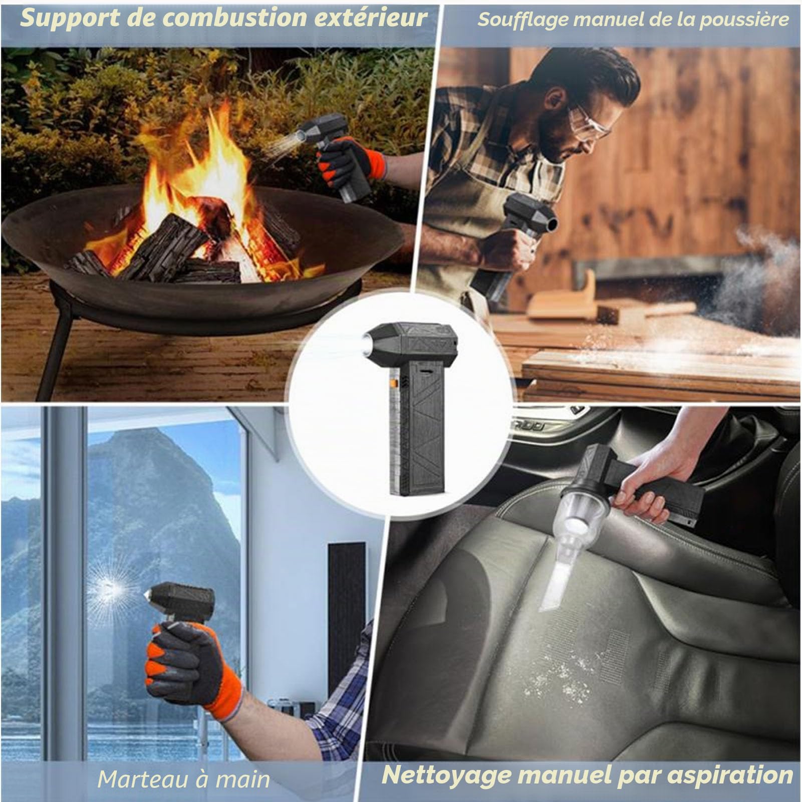 Asixxsix Jet Dry Mini Souffleur, 130 000 TR/Min, Portable, Puissant, Mini Souffleur à Air alimenté par Turbo pour Voiture, Nettoyage, Camping, Extérieur