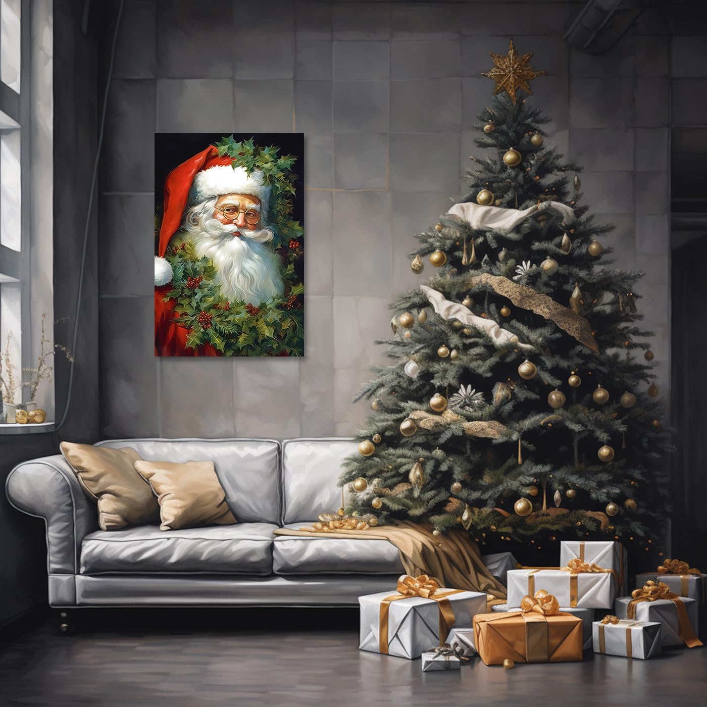 Amazon.com: CCWACPP Vintage Santa Claus Canvas Wall Art Christmas