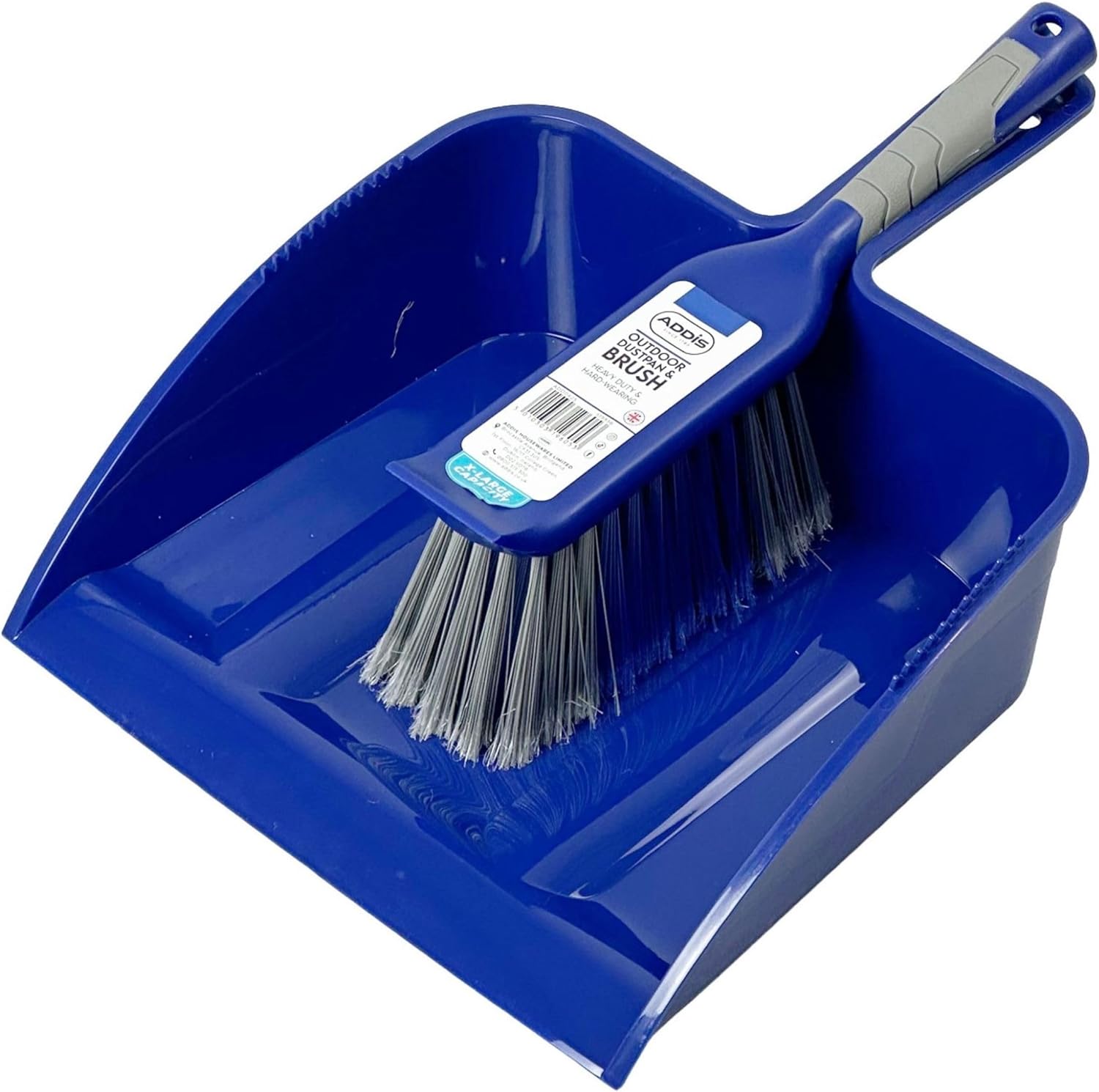 Outdoor Dustpan & Brush Set by Addis – Heavy Duty Yard Sweeper with Wide Stiff Bristle Brush & Large Dustpan – Patio, Driveway, Garden, Decking, Garage & Outdoor Floor Cleaning Tools – Durable Design