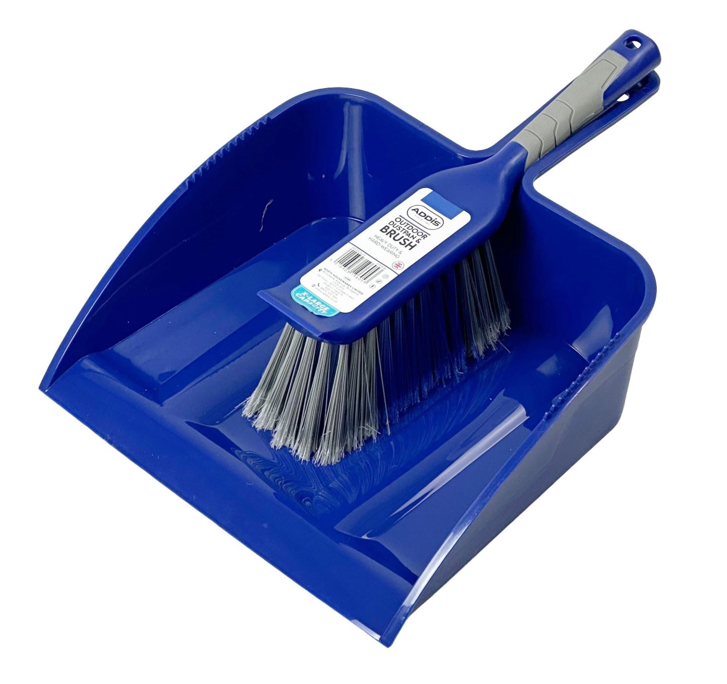 Outdoor Dustpan & Brush Set by Addis – Heavy Duty Yard Sweeper with Wide Stiff Bristle Brush & Large Dustpan – Patio, Driveway, Garden, Decking, Garage & Outdoor Floor Cleaning Tools – Durable Design