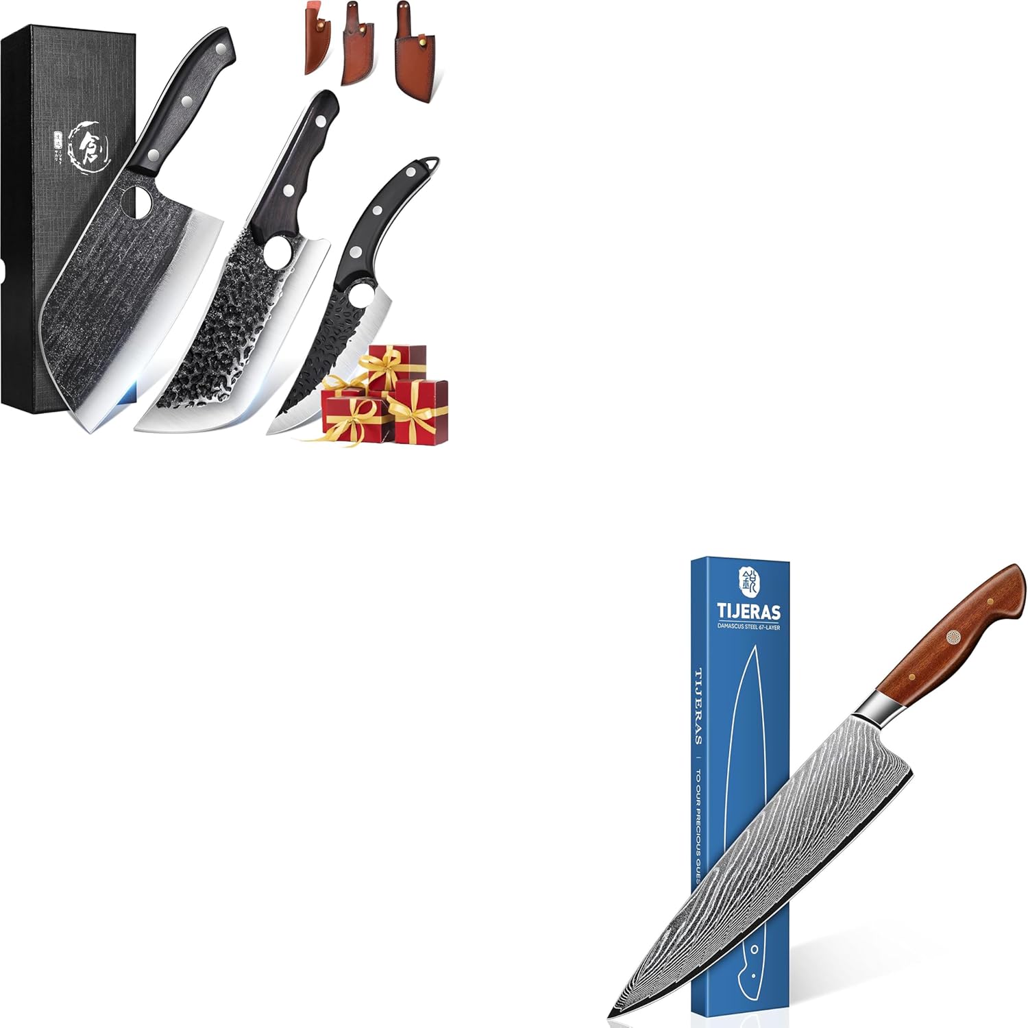 TIJERAS 3PCS Butcher Knife Set with Damascus Chef knife