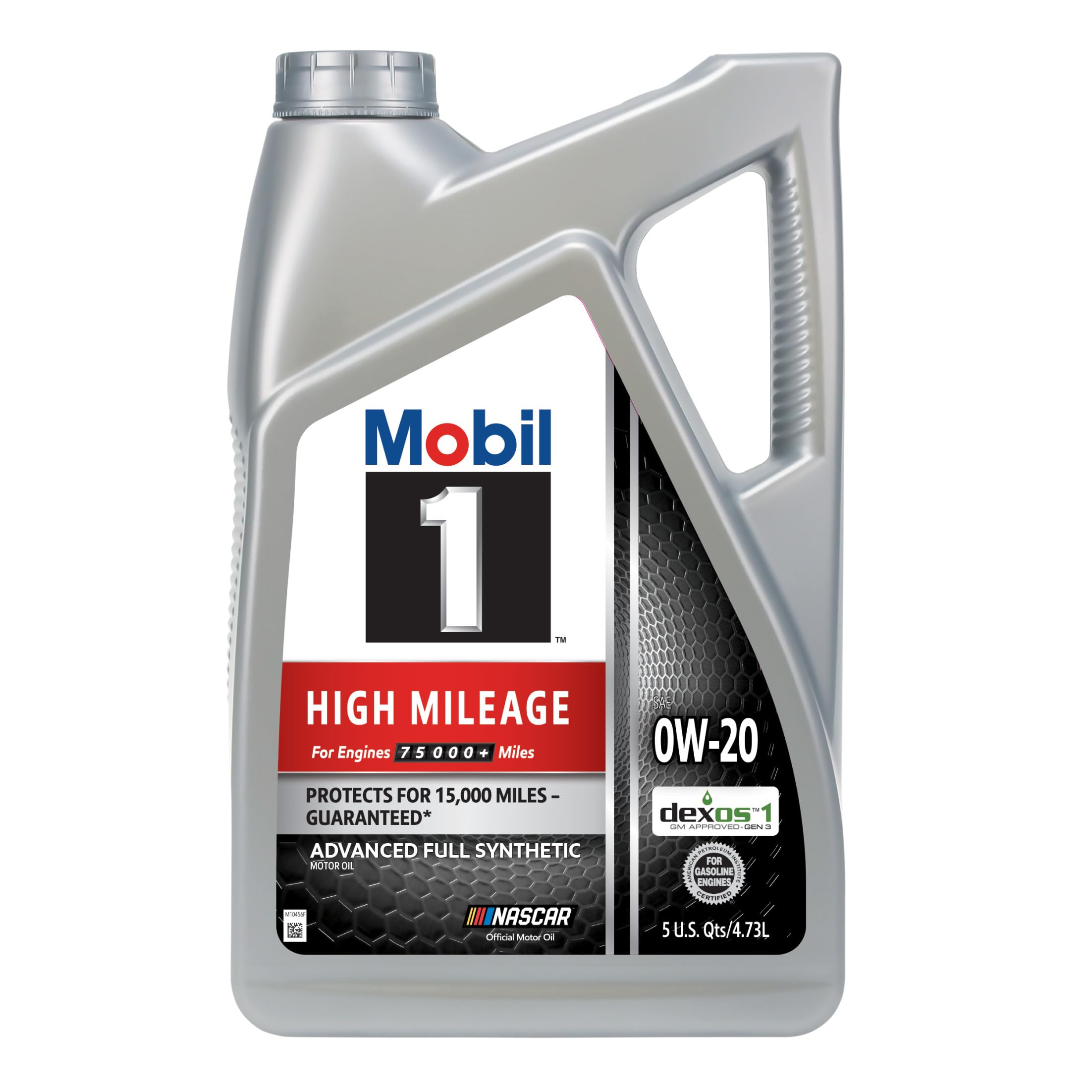 Mobil 1 High Mileage Full Synthetic Motor Oil 0W-20, 5 Quart