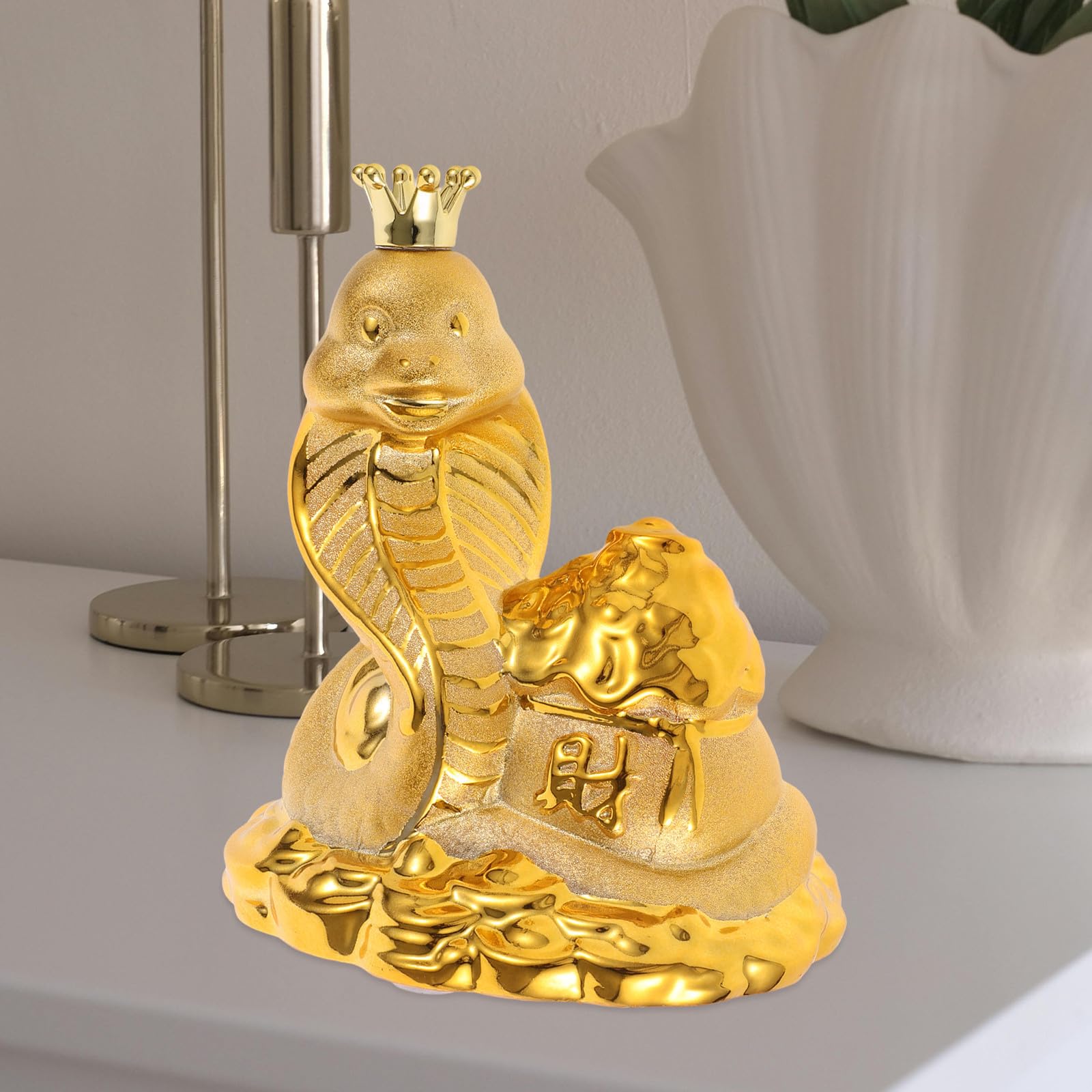 Cerdito Hucha Serpiente de Cerámica, Decoración de Dinero para Escritorio