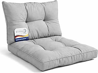Beautissu Lounge Auflagen Set Sitzkissen 50x50 cm & Rückenkissen 50x40 cm Hellgrau – Bequemes Gartenstuhl Sitzpolster Lounge Kissen Outdoor Polster Rattan Stühle Gartenmöbel Sessel Stuhlauflage xLuna