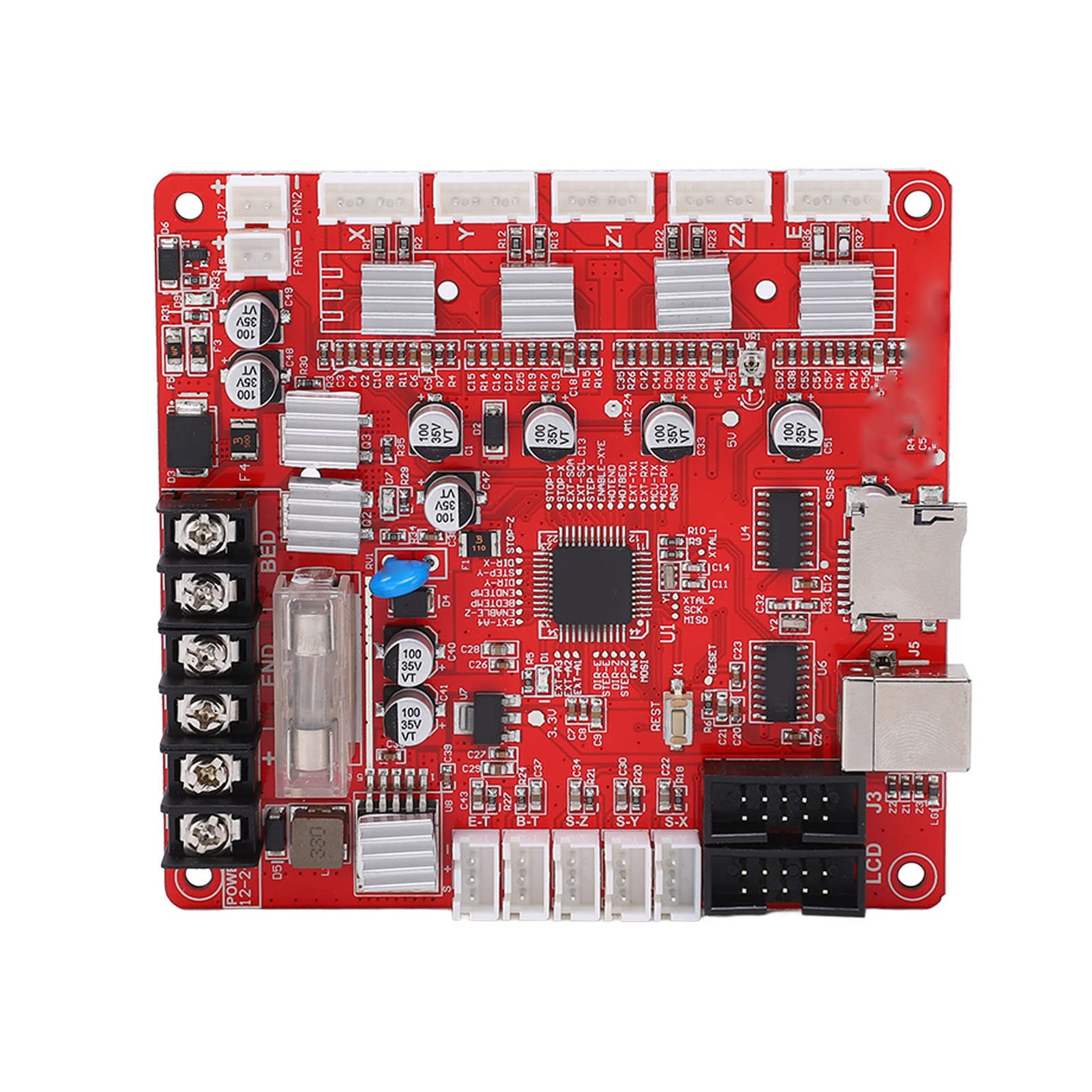 Placa Base de Impresora 3D PWM, Módulo de Placa Base de Impresora para Anet A8 PLUS Placa Base Módulo de Placa Base de Salida de 3 Vías para Anet A8 PLUS 12‑24V Interfaz USB