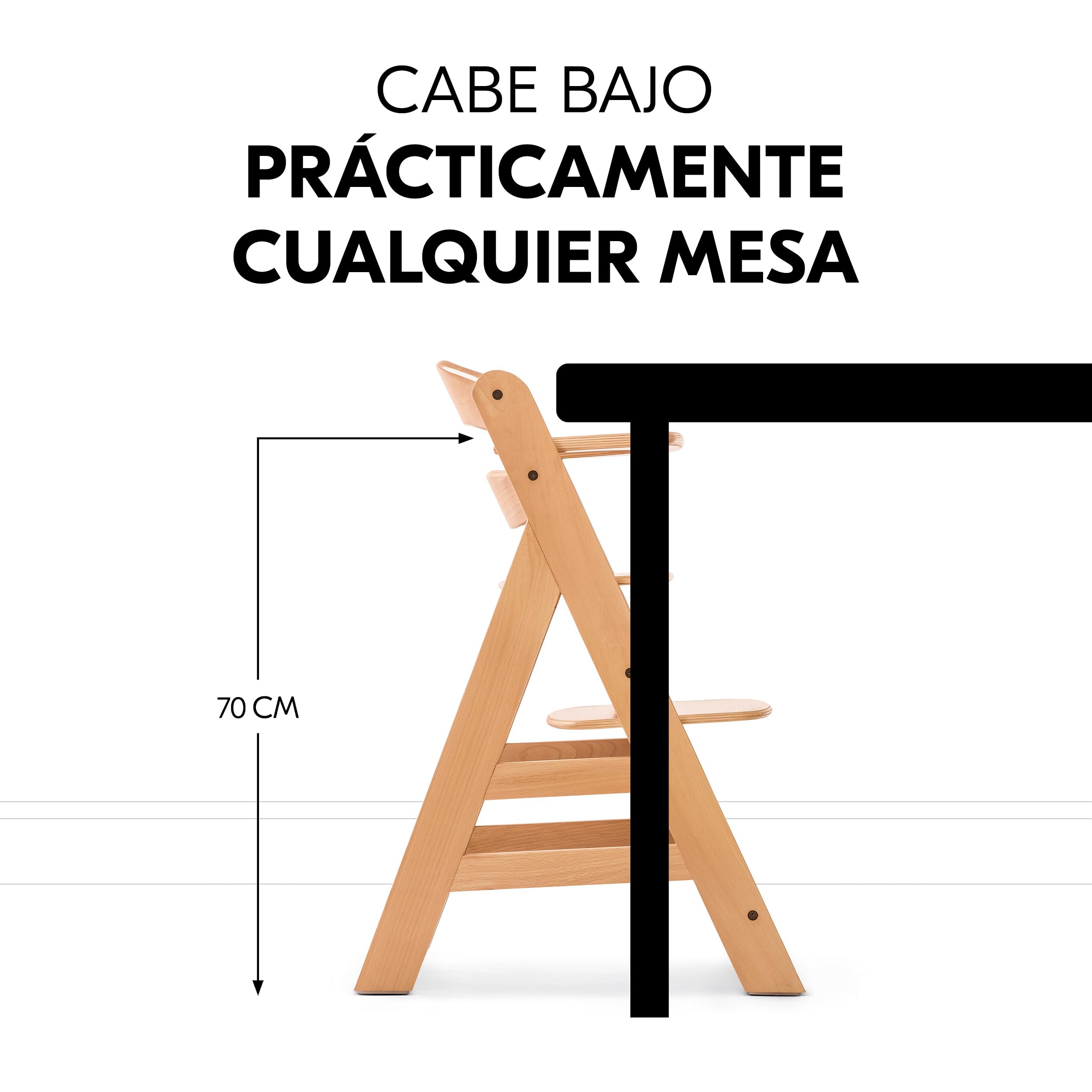 hauck Alpha Plus Newborn Set Deluxe Trona Evolutiva Bebe con Hamaca, Cojín y Arnés - Hamaca Alta Reclinable desde el Nacimiento - Silla Madera Niño Regulable - Tronas Infantiles de Madera - Natural