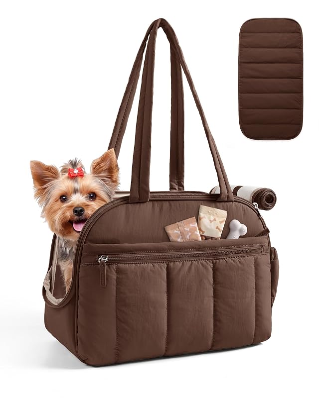 Bolsa para Transporte de Cães Pequenos BAGSMART em Poliéster Matelassê Coffee Brown até 5,9 kg