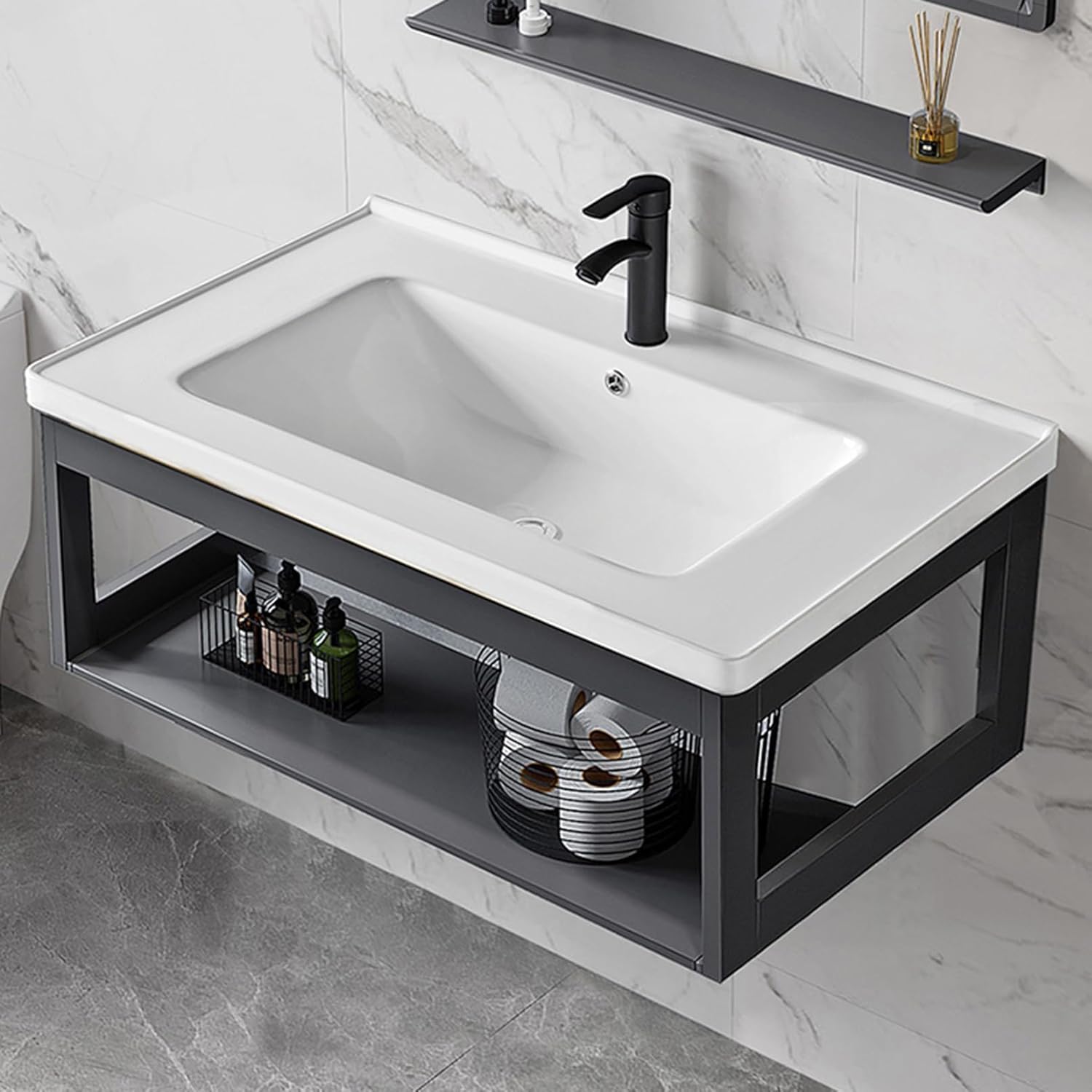 Corner Bathroom Vanity Sink Combo,Compact Bathroom Sink,Bathroom Vanities Cabinet Sink Combo for Small Space, Laundry Tub Sink Combo for Home Kitchen Patio Room(51 * 36cm/20 * 14.1in)