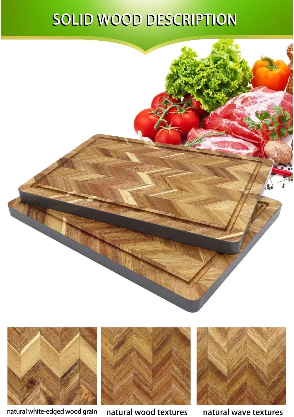 Chopping boardWood Cutting Board with Juice Groove Rectangle End Grain Chopping Serving Boards Wooden Butcher Block