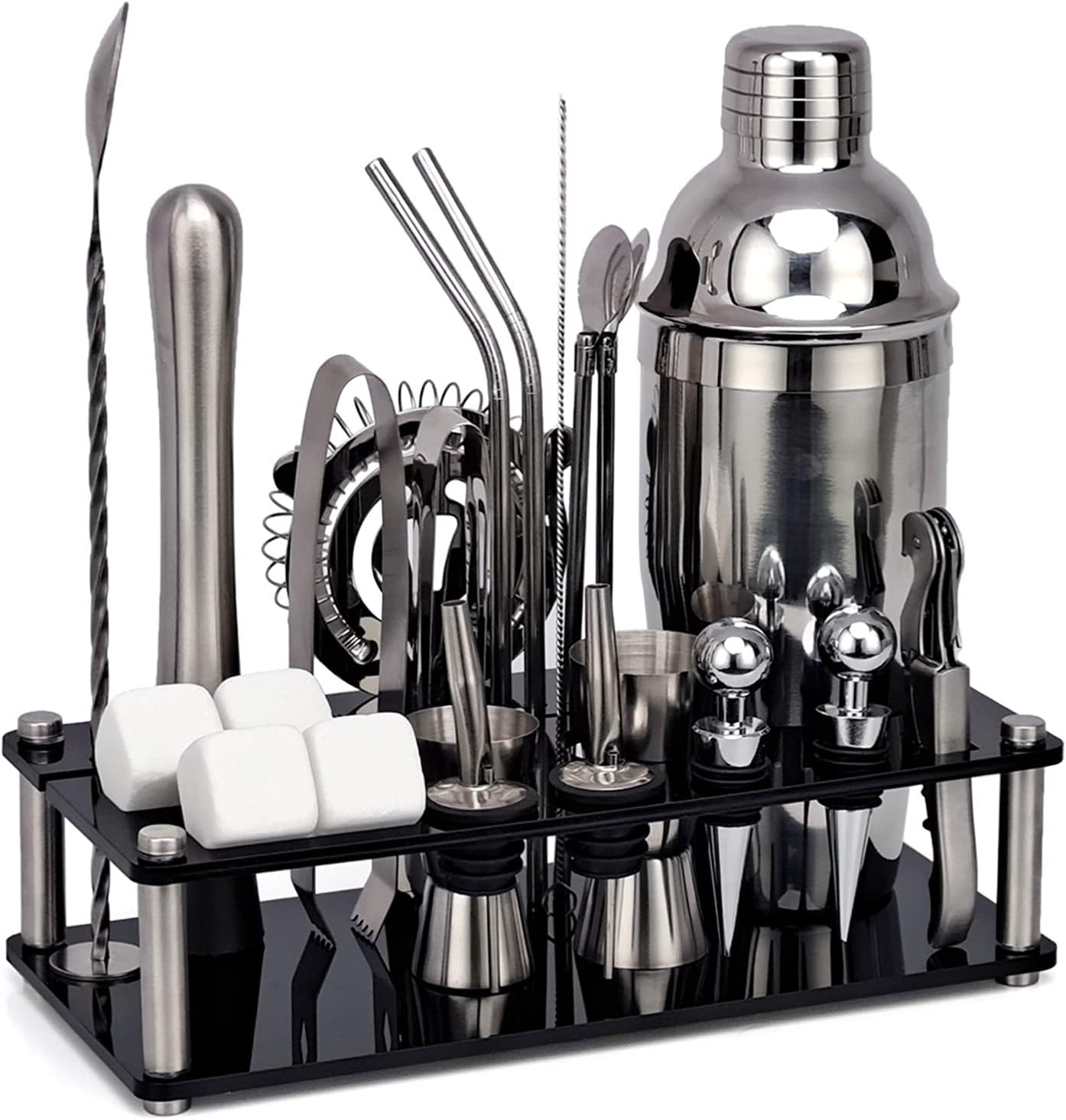 Amazon QIHANG シェーカー ステンレス 23点セット 業務用350ml カクテル シェイカー バーテンダー セット カクテル