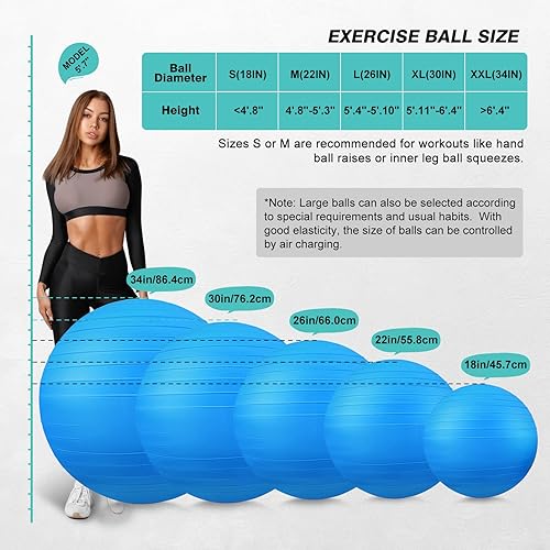 Miniatura 4 de GELE Pelota de ejercicios, gruesa antideslizante y antiestallido, pelota de yoga y pilates para embarazo, terapia física y entrenamiento de