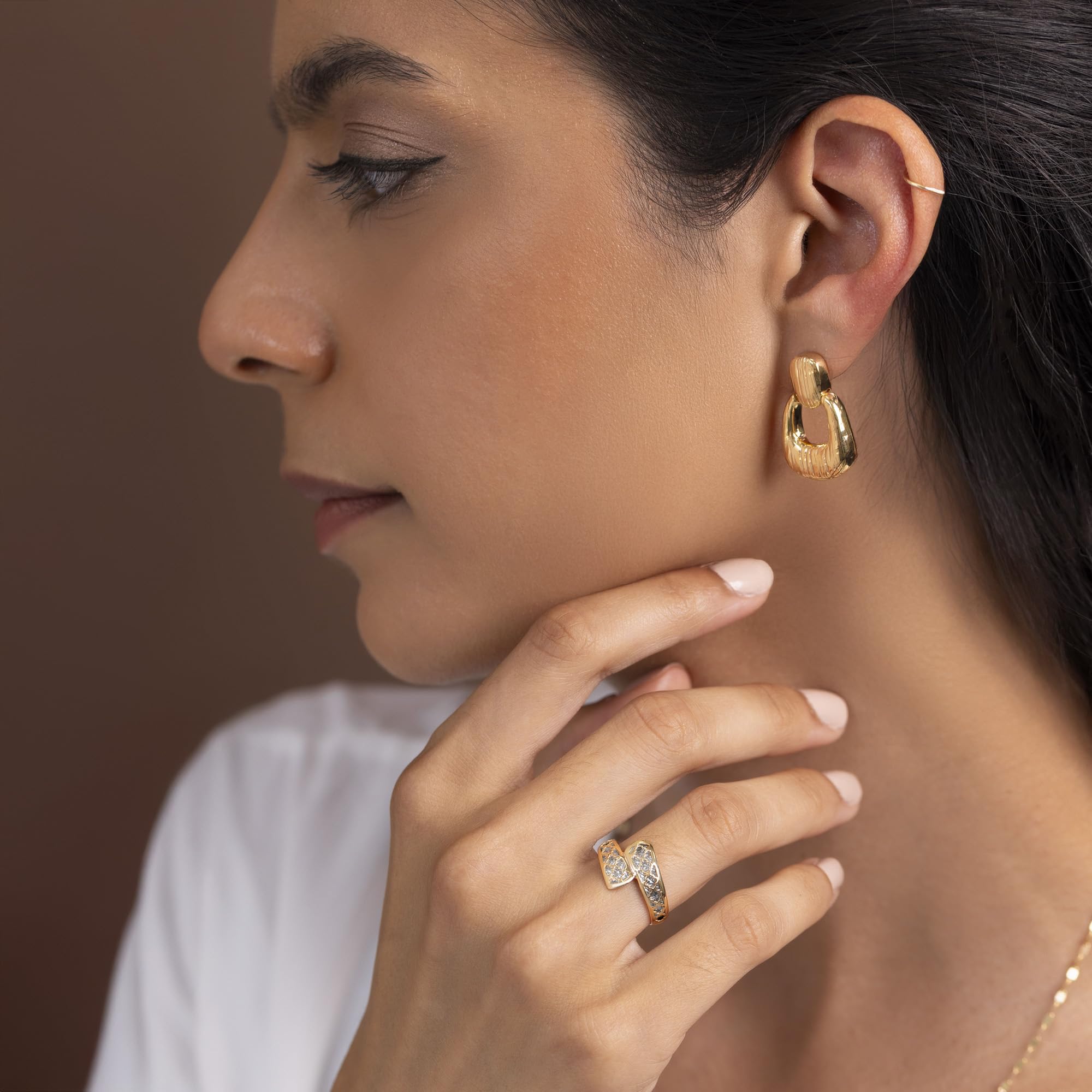 Amberta Anello Serpente in Oro Italiano 9 o 14 Carati per Donna | Anello Oro Donna Giallo e Bianco Massiccio Fatto a Mano | Gioiello Regalo Elegante Made in Italy