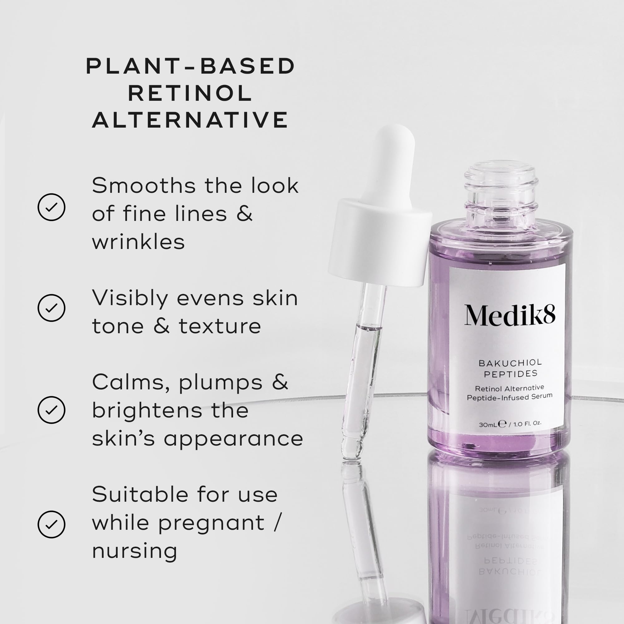 Medik8 Bakuchiol Peptides - Retinol Alternative Peptide-Infused Serum - 1.25% Bakuchiol - Plant-Based Retinol Alternative - 30ml - Image 2