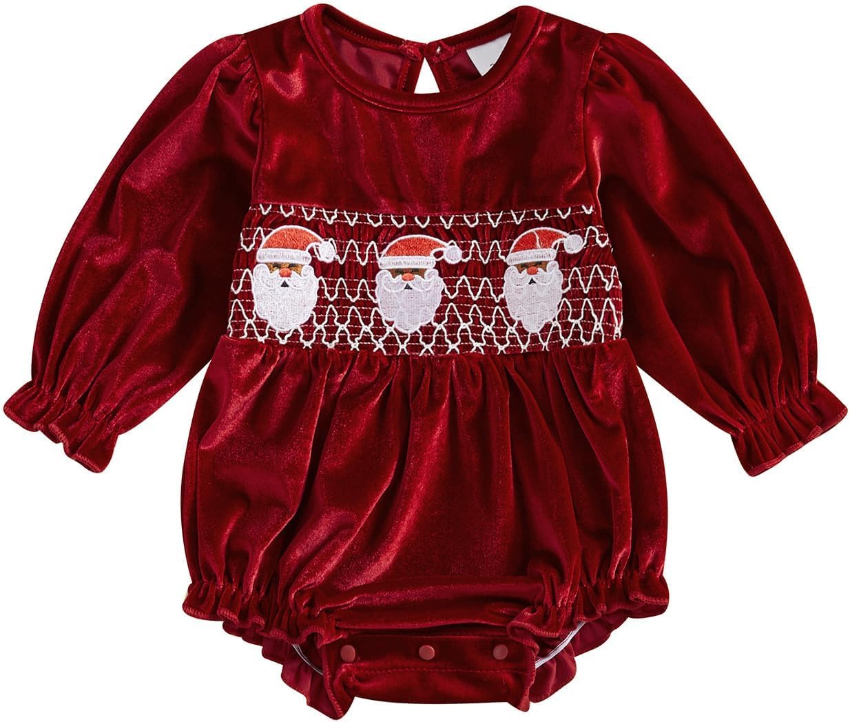 ZZWMJYL Baby Girl Christmas Outfit Long Sleeve Velvet