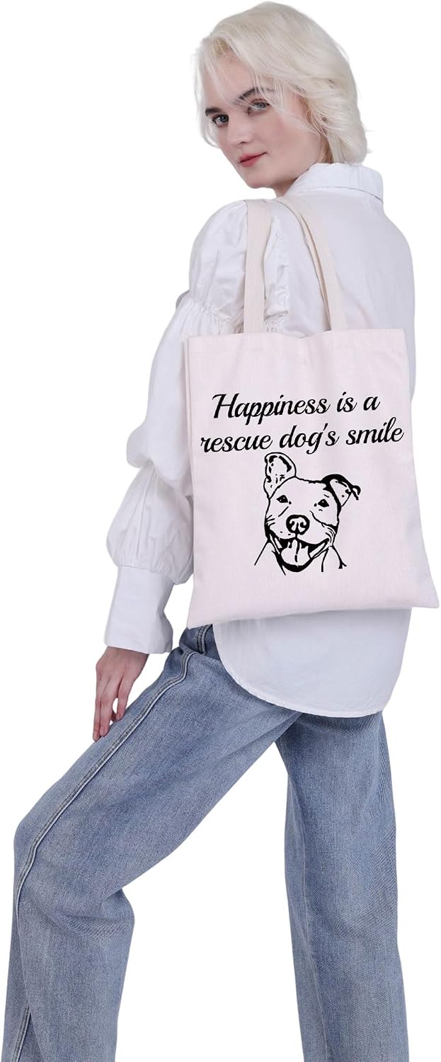 VAMSII Pitbull Tote Bag - Dog Lover's Smile Pitbull Dog Gifts Shoulder Bag image 5